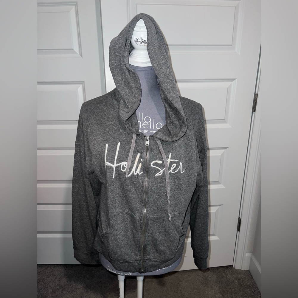 Hollister Heather Gray Zipup Jacket
